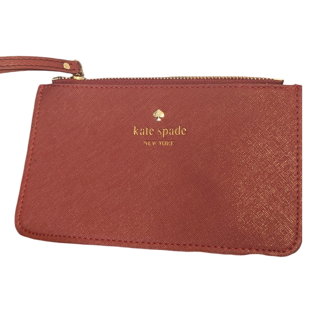 Kate Spade Red Leather Clutch with Wrist Strap